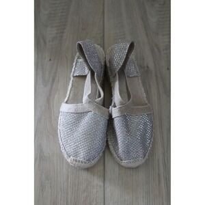 Toni Pons Kids Silver Glitter Espadrille Slingback Sandals Spain Size 33 NWOT